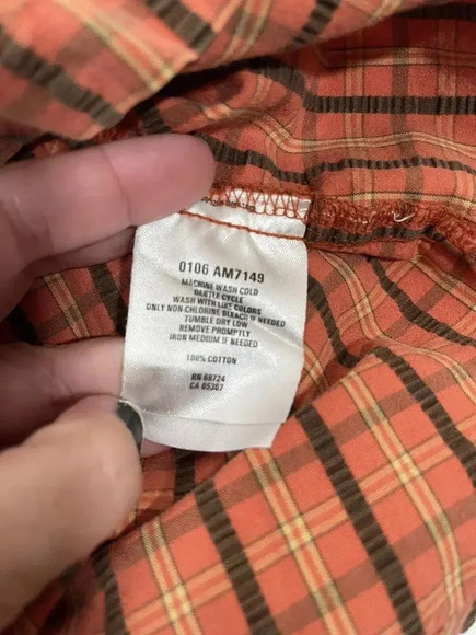 COLUMBIA  Plaid Short Sleeve Orange Button Down Shirt  Men's Size XL - Picture 5 of 5